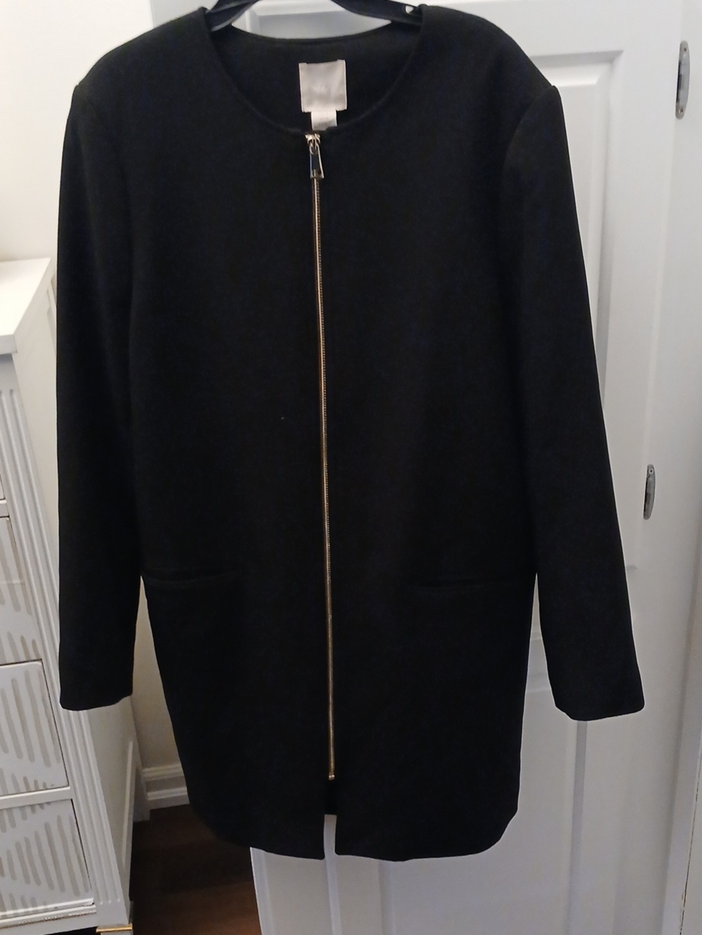 H&M Black Long Zip-Front Trench Coat
